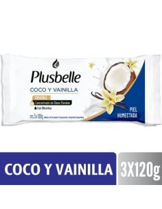 PLUSBELLE Jabon Coco y Vainilla 120gr x 3un.