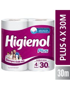 HIGIENOL Papel Doble Hoja FUSION 30Mts. x4un.