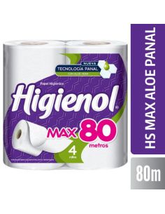 HIGIENOL Papel Hoja Simple MAX 80Mts. x4un.