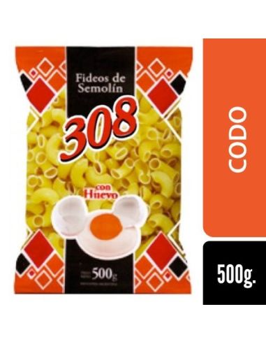 308 Fideo Huevo Codo 500gr
