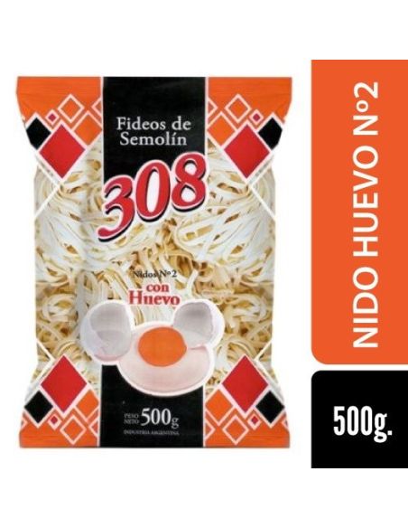 308 Fideo Huevo Nido Nº2 500gr