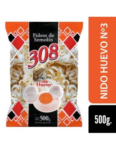 308 Fideo Huevo Nido Nº3 500gr