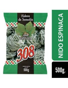 308 FIDEO HUEVO NIDO ESPINACA 500GR
