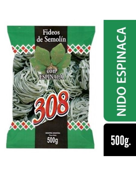 308 FIDEO HUEVO NIDO ESPINACA 500GR