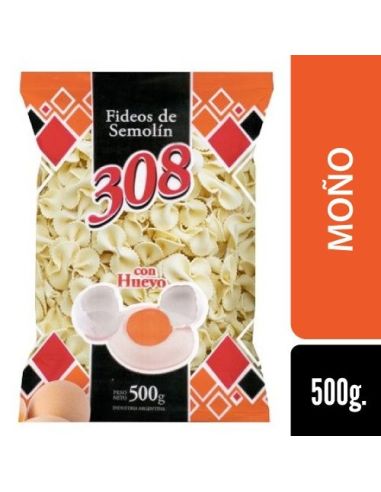 308 Fideo Huevo Moño 500gr