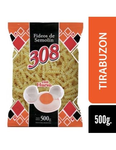 308 Fideo Huevo Tirabuzon 500gr