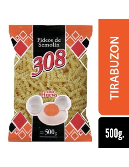 308 Fideo Huevo Tirabuzon 500gr