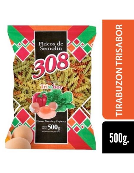 308 Fideo Tirabuzon Trisabor 500gr