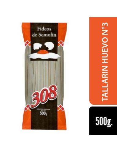 308 Fideo Huevo Tallarin N°3 500gr