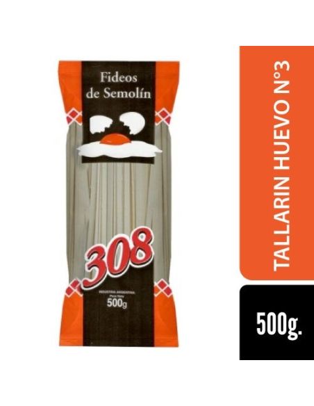 308 Fideo Huevo Tallarin N°3 500gr