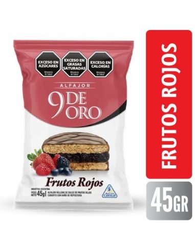 9 DE ORO Alfajor Frutos Rojos 45Gr