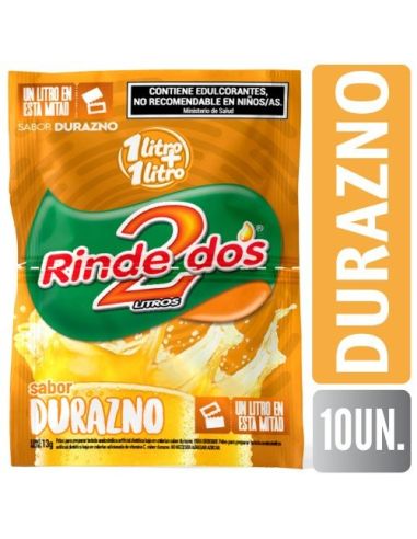 RINDE 2 JUGO 1+1  Durazno 13GR X 10UN