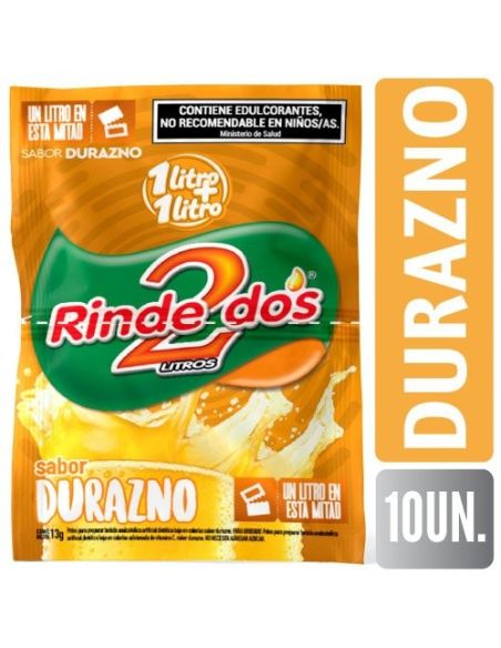 RINDE 2 JUGO 1+1  Durazno 13GR X 10UN
