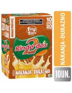 RINDE 2 JUGO 1+1  Naranja Durazno 13GR X 10UN