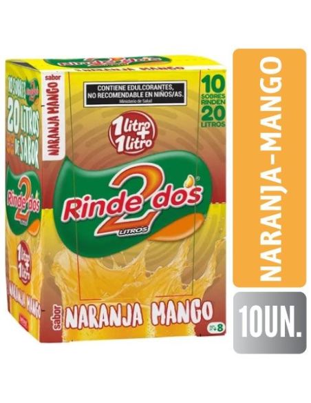 RINDE 2 JUGO 1+1  Naranja Mango 13GR X 10UN